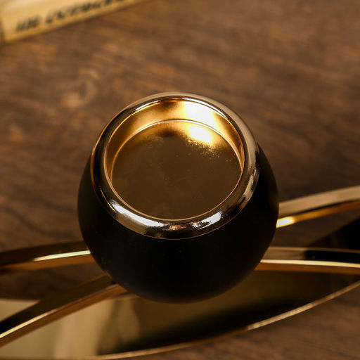 Подсвечник на 3 свечи «Тёмный рыцарь», металл, стекло, чёрный матовый с золотом, 40×25×12 см