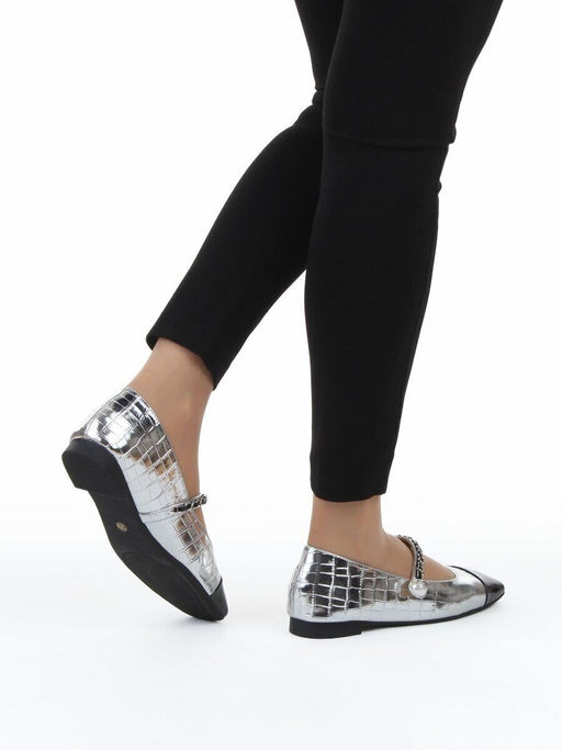 06-H4A-5C BLACK/SILVER Туфли женские (натуральная кожа)