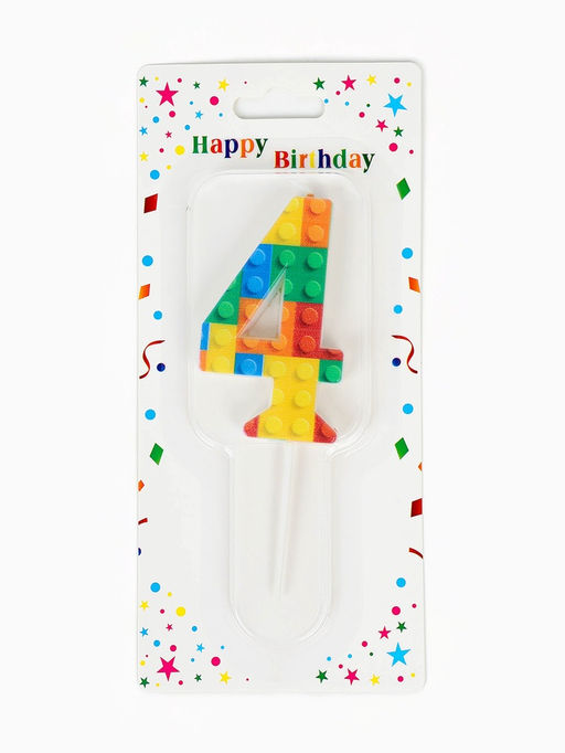 Цена за 3 шт. Свеча для торта «Лего» цифра 4