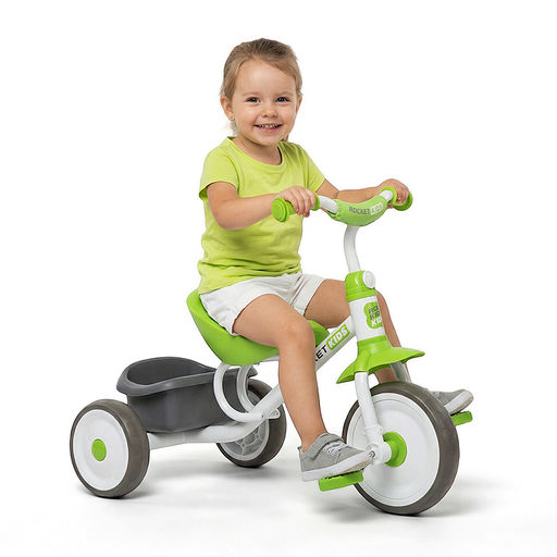 Велосипед трехколесный Rocket, колеса EVA 9"/7", цвет белый/зеленый