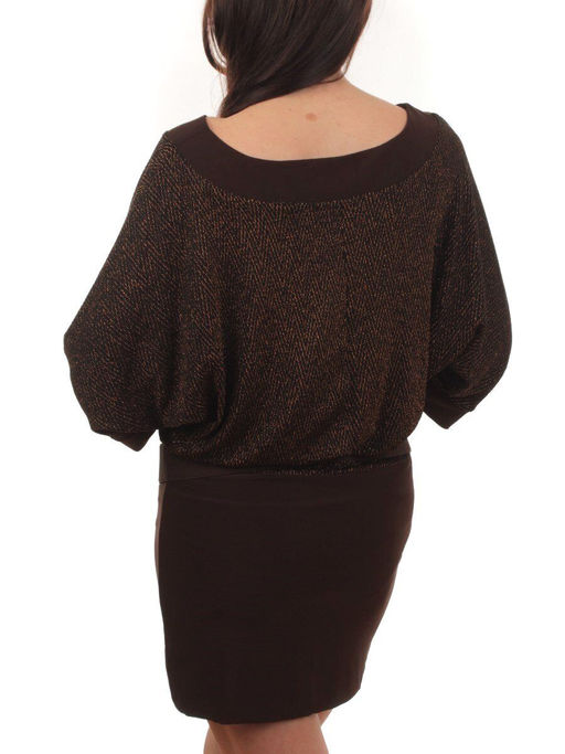 9801 BROWN Платье женское (90% полиэстер, 10% эластан)