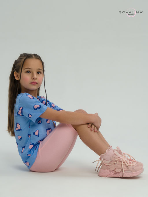 Костюм Актив розовые сердечки на голубом-розовый - Sovalina фото 19