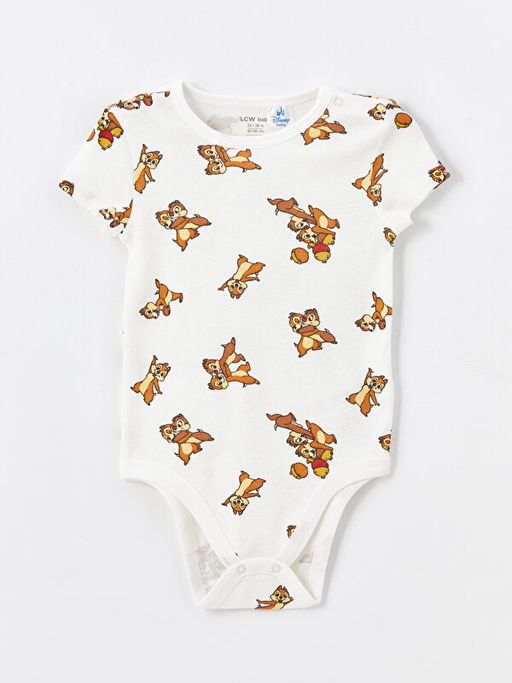Bisiklet Yaka Chip and Dale Bask?l? K?sa Kollu Erkek Bebek ??t??tl? Body 2li - Waikiki фото 3