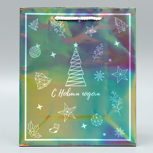 Пакет голографический Подарочек, ML 23 27 11.5 см - Дарите счастье фото 3