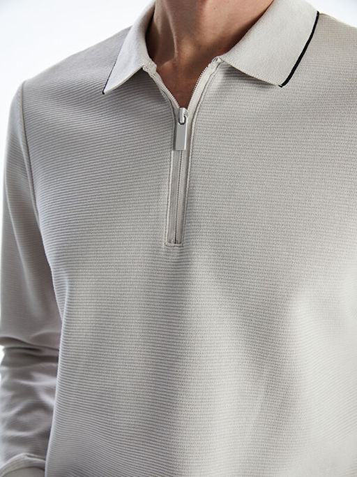 Polo Yaka Uzun Kollu Erkek Sweatshirt