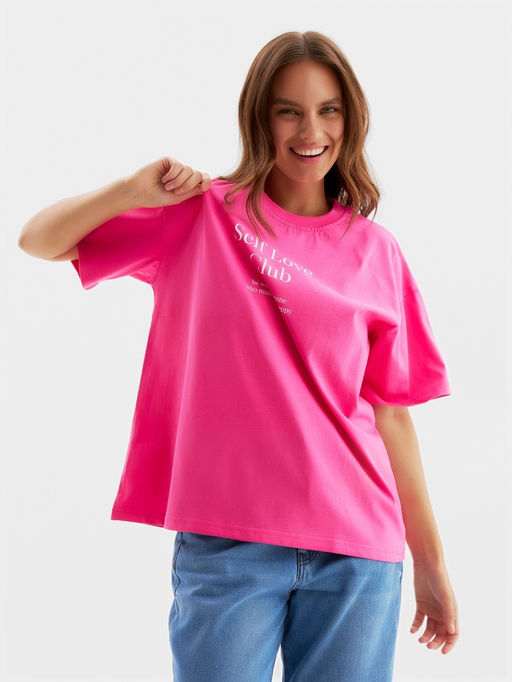 Футболка женская MIST Selflove, розовая, размер XS (40-42)