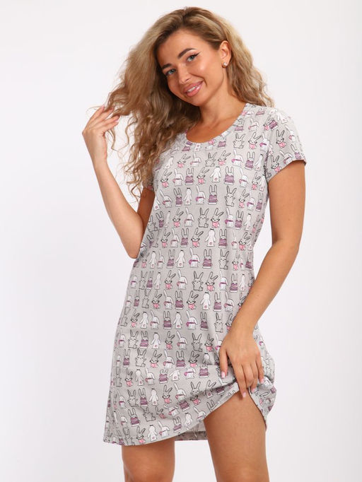 Сорочка ночная женская,мод. 450,трикотаж (46 размер, Зайчата)