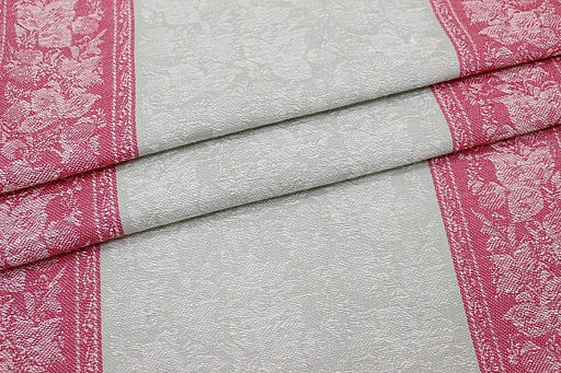 Холст полотенечный жаккард Ягодка-малинка цв.фуксия/серый, ш.0,5м, лен-30%, хл-70%, 210гр/м.кв - Купава фото 4