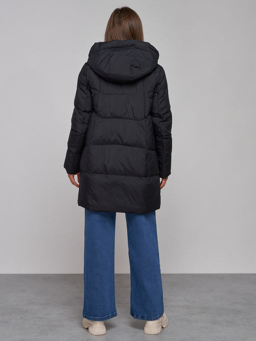 Зимняя женская куртка молодежная с капюшоном черного цвета 586821Ch - RoccaManer фото 5