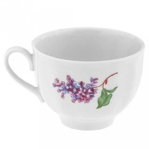 Чашка чайная фарфоровая Сирень 275мл, д9см, h7см, форма Гранатовый, с блюдцем д15см (Россия) - Домашняя мода фото 4