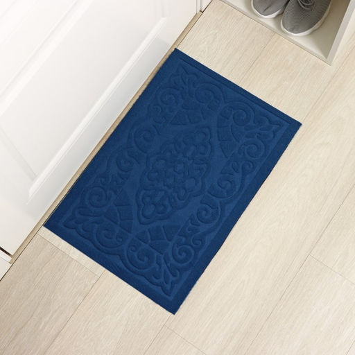 Коврик придверный Доляна «Восточная сказка», влаговпитывающий, без окантовки, 40×60 см, синий