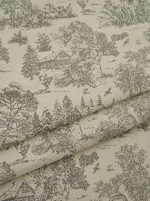 Хлопколен Туаль де Жуи - прованс цв.кофейный (на суровом), ш.1.4м, лен-15%, хл-85%, 125гр/м.кв - Купава фото 8