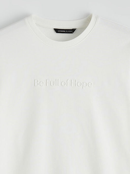 Bisiklet Yaka Bask?l? Erkek Sweatshirt