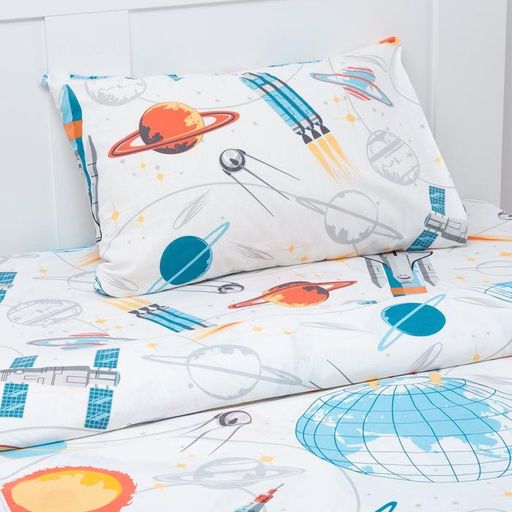 Постельное бельё Этель 1,5 сп Ракеты, 143х215 см, 150х214 см, 50х70 см -1 шт, 100% хлопок, бязь  фото 2