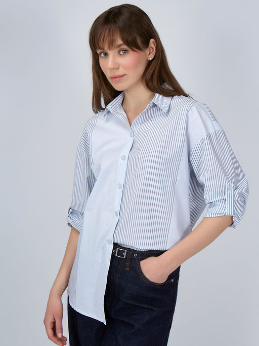 Рубашка полоса OD-918-1 серо-голубая - Tantino фото 10