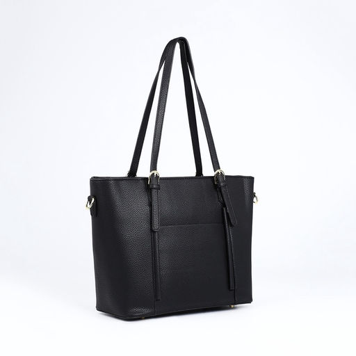 Сумка - шоппер женская на молнии, 2 кармана, 40×13×25 см, чёрная