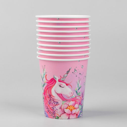 Цена за 10 шт. Стакан бумажный Единорожка, 250 мл - Страна карнавалия фото 3