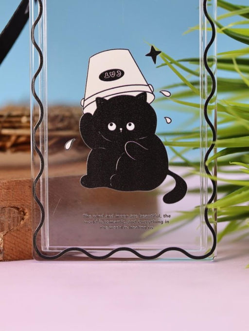 Футляр для карт на ленте ПО ПЛАНУ. "Сat under the bucket", transparent