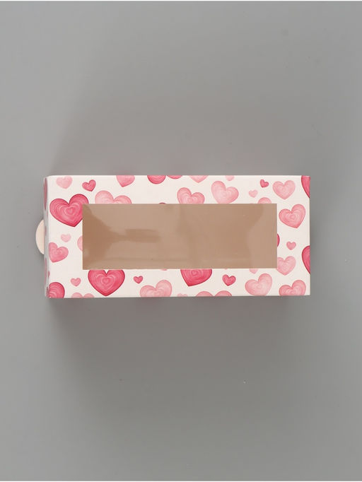 Цена за 5 шт. Коробка подарочная с окном «Сердца», 12×5.5×5.5 см, самосборная