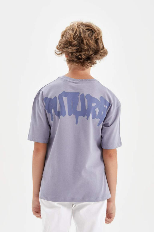 Футболка оверсайз с круглым вырезом и принтом для мальчиков с короткими рукавами - Defacto фото 7