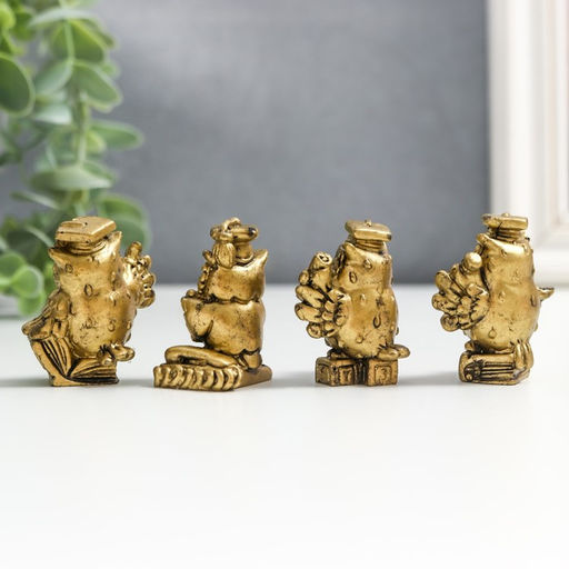 Набор фигурок «Учёные совушки», 4 шт., полистоун под бронзу, 3.8×1.5×3 см