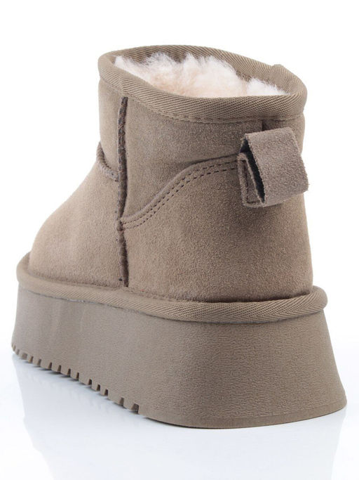 04-PF8520-6 KHAKI Угги женские (натуральная замша, 100% шерсть)