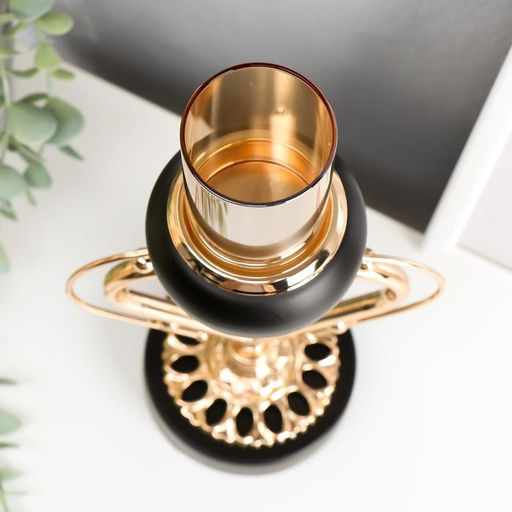 Подсвечник на 1 свечу «Сердце», металл, чёрный с золотом, 23×14.5×9.8 см