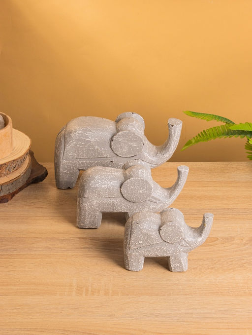 Набор сувенирный «Слоники», h=12.5 см, h=10.5 см, h=9 см, дерево, серый