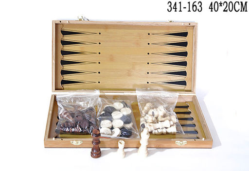 Игра настольная 3 в1 Нарды шахматы шашки 20х40 см / 341-163 /уп 24 /