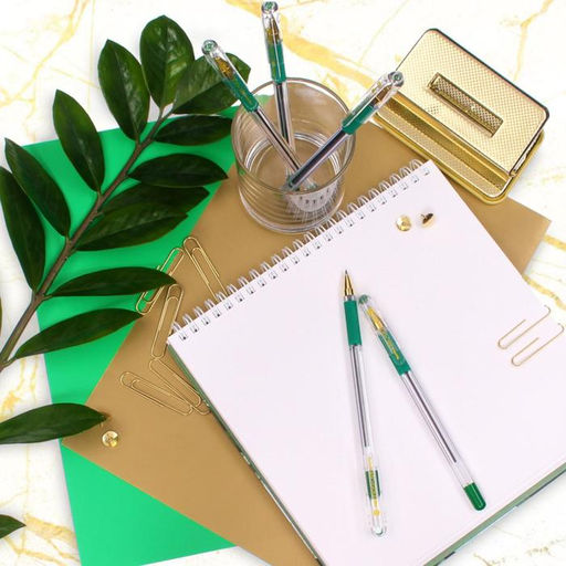 Цена за 12 шт. Ручка шариковая MunHwa. MC Gold, зелёный стержень, узел 0.5 мм, резиновый упор