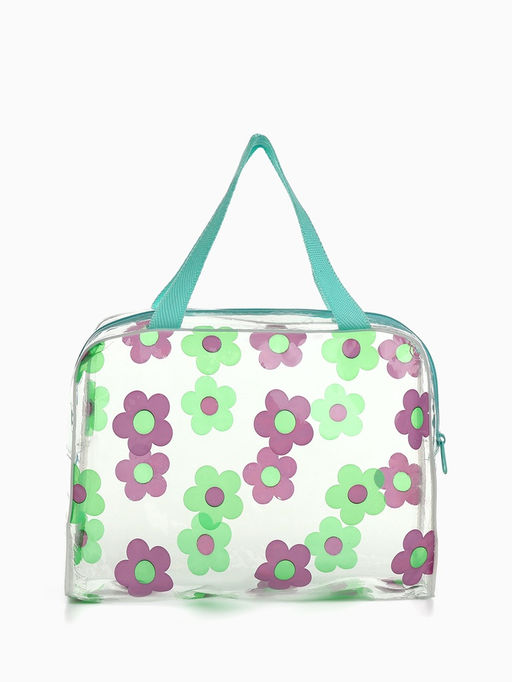 Цена за 2 шт. Косметичка - сумка на молнии для бассейна, с ручками, с цветочным принтом, зелёная - Simaland фото 2