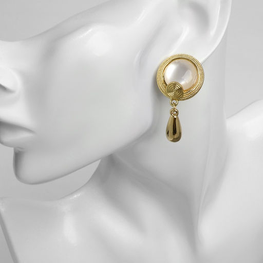 Серьги с жемчугом Капли буря, цвет золото - Qf фото 3