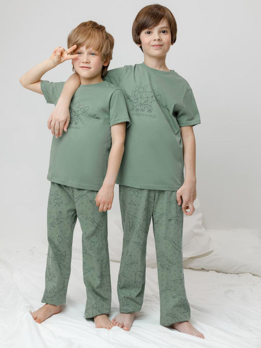 К 1599/весенний зеленый,динозавры пижама дет