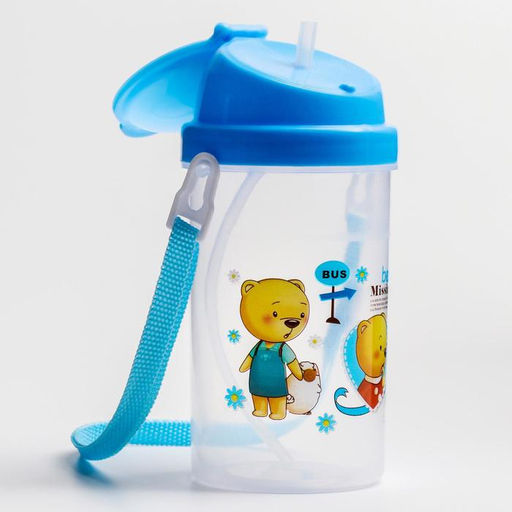 Поильник детский с силиконовой трубочкой, 350 мл., цвет МИКС