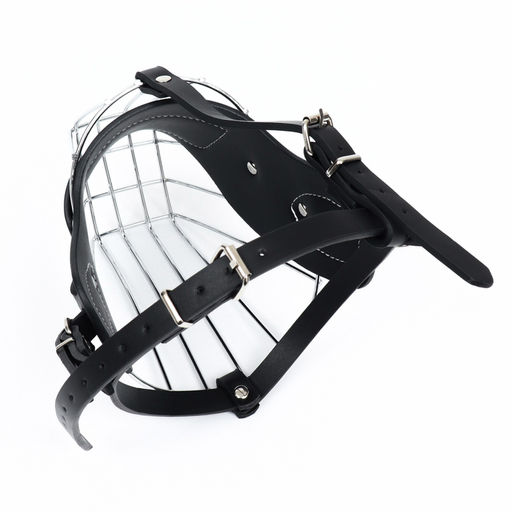 Намордник металлический №4 с трехсторонним ремешком, прессованная кожа, чёрный - Пижон фото 4