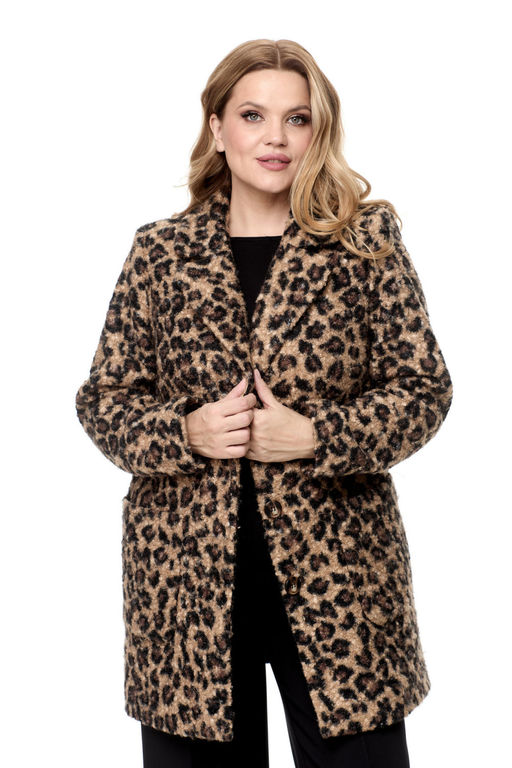 Пальто БелЭльСтиль 841 клетка серая  фото 82