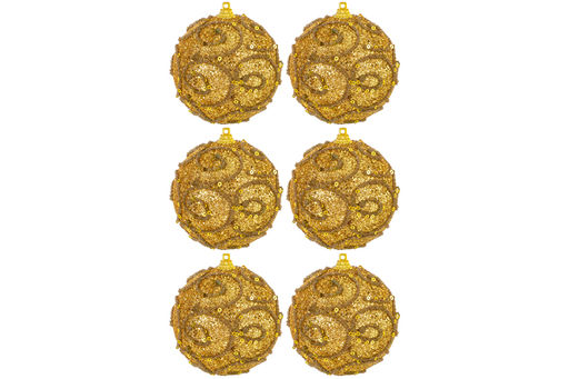 Набор 6 новогодних шаров 8*8 см Вензеля золото - Elan gallery фото 4