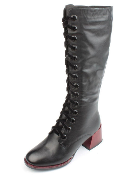 02-BA100-1 BLACK Сапоги зимние женские (натуральная кожа, натуральный мех)