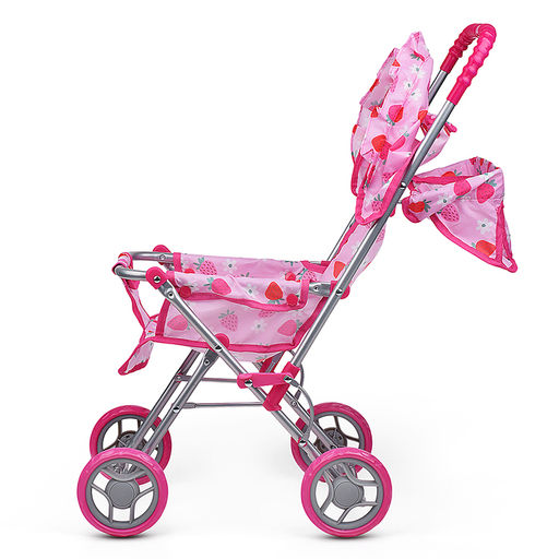 Коляска для кукол, складная, прогулочная, с тентом, цвет клубнички на розовом