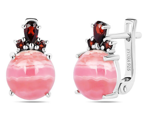 Серьги, гранат , родохрозит, Дума