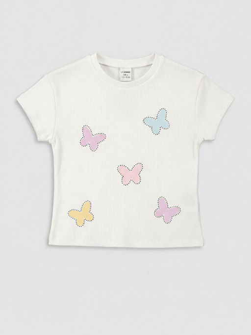 Bask?l? K?z ?ocuk Bluz ve Tayt