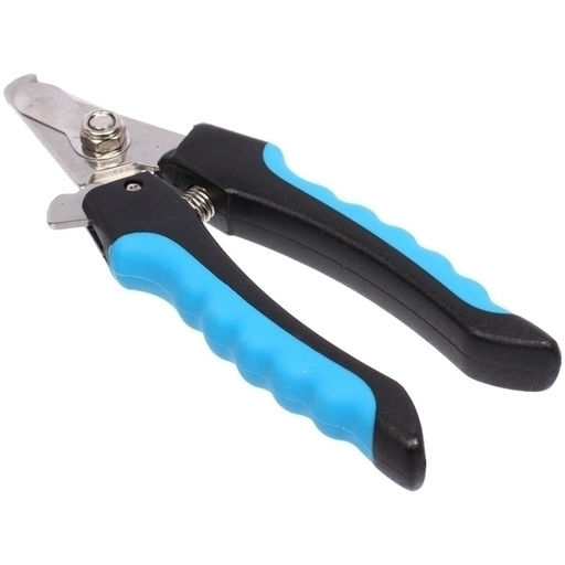 Цена за 2 шт. Когтерез для животных "ЗООУЛЬТРА", пружинный механизм, ручки прорезиненные - волна, цвет чёрный / голубой, 16см