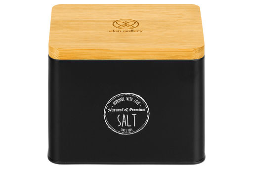 Ёмкость для соли 1,5 л 14*11*11 см SALT с бамбуковой крышкой, черная - Elan gallery фото 6