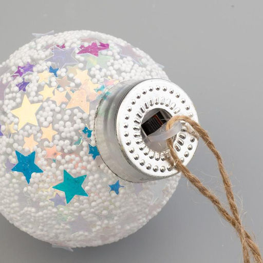 Набор ёлочных шаров Снежные, 2 шт, d=6 см, 1 LED, от батареек, свечение RGB - Luazon lighting фото 3