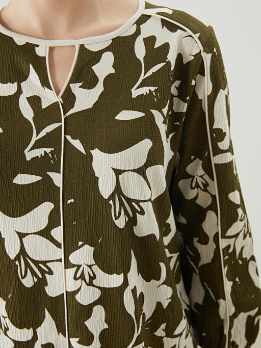 Bisiklet Yaka Desenli Kad?n Bluz