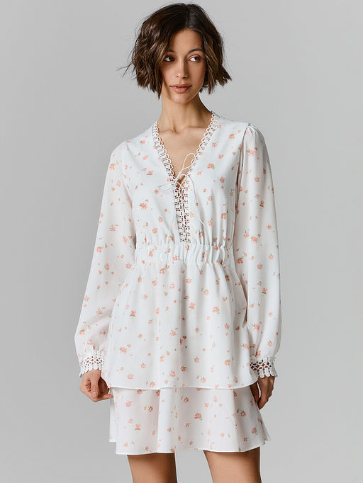 Платье женское белое с цветочным принтом - Mark formelle фото 2