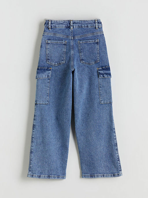 Beli Ayarlanabilir Lastikli K?z ?ocuk Kargo Jean Pantolon