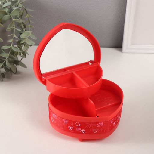 Шкатулка музыкальная механическая Нежные розы, пластик, красная, 12?13.5?10.5 см