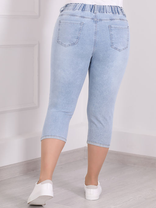 Голубые джинсовые капри женские больших размеров - Almond фото 6