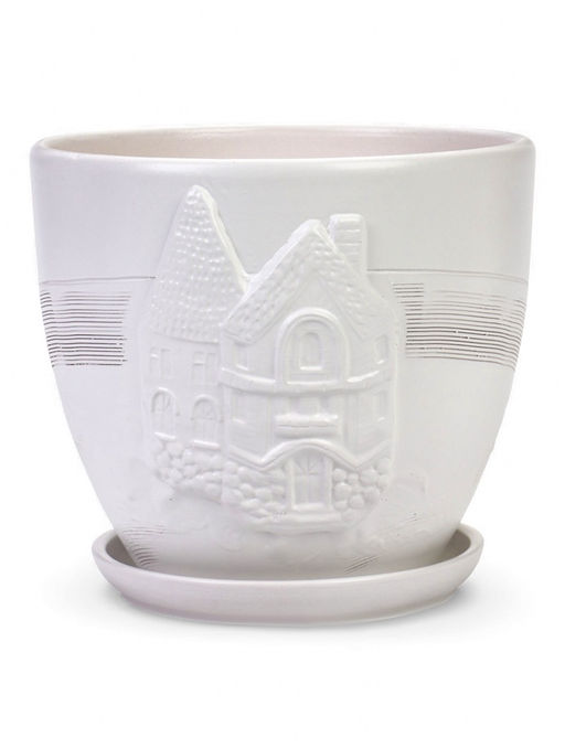 Горшок цветочный с поддоном 5 л, d122/h19,5 см белый керамика, "Голландия" (М)